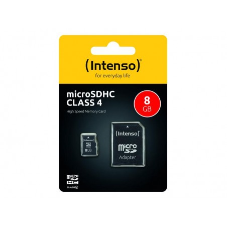 MicroSDHC 8 Go Intenso + Adaptateur CL10 – Sous blister