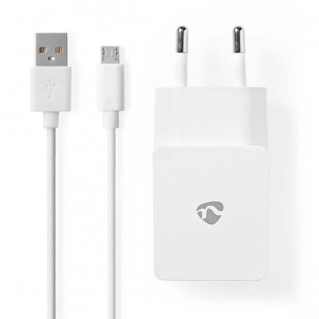 Chargeur Mural | 2.1 A | Câble Vrac | Connecteur micro-USB | Blanc