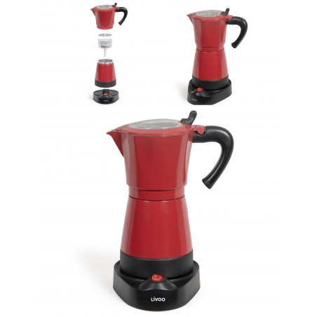Cafetière italienne électrique rouge et noir Design