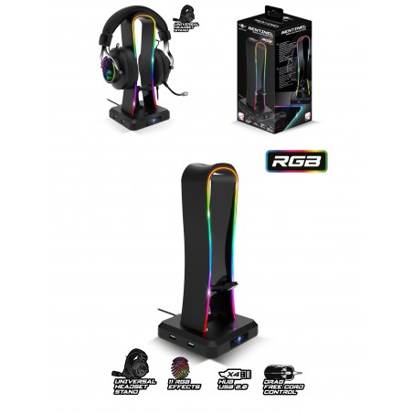 Support casque 4 Ports USB RGB Porte casque gamer