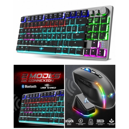 Souris Sans fil noire M50 2.4 GHz 8 000 ppp 6 BOUTONS RGB + clavier SANS FIL Bluetooth mécanique RF 2.4 GHz