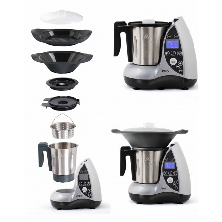 Robot culinaire chauffant gris 1 500 W 12 fonctions