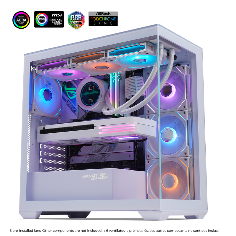 Boitier PC Gaming Spirit Of Gamer Rebel NX - Compatible ATX/mATX/ITX - 4 Ventilateurs ARGB Inclus - Verre Trempé - Refroidissement Optimisé