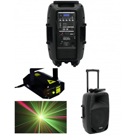 Enceinte sono Pro portable sur batterie party karaoké Bluetooth mobile USB megabass + télécommande + 2 micros sans fil