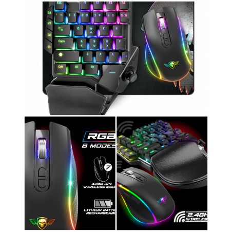 Pack gamer 3-en-1 g1100 RGB Switch PS4-Xbox-X/S PC clavier + souris SANS FIL 4 200 ppp + Tapis pour console GAMEBOARD