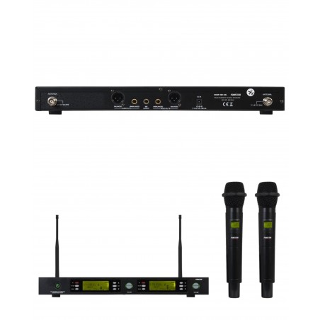 Microphone sans fil double true diversity à main Pro UHF processeur audio DSP DJ PARTY karaoké 32 canaux