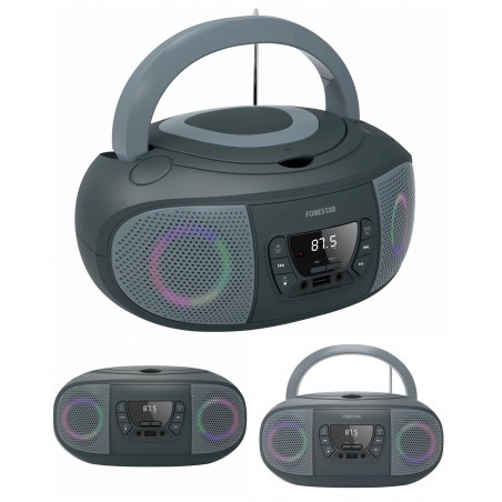 Radio portable avec lecteur CD USB/MP3 tuner FM/DAB+ noir LED RGB