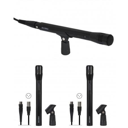 Microphone à condensateur électret unidirectionnel de main symétrique avec connecteurs XLR femelle à XLR mâle + Support micro