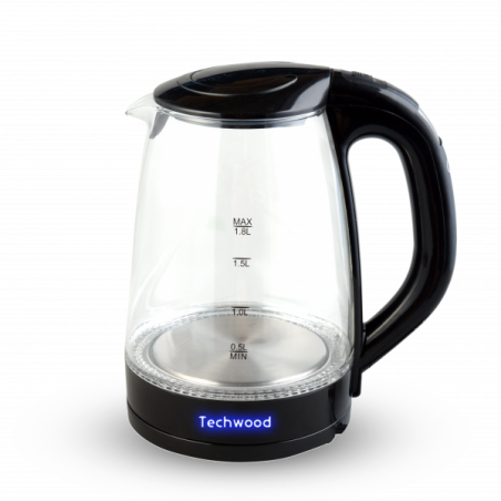 Bouilloire électrique 1,7 L, Verre, noir, Rotatif à 360 degrés