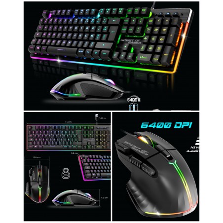 Pack gamer noir filaire Spirit of gamer RGB Pro + souris filaire + clavier semi mécanique filaire