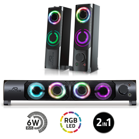 Pack 2 enceintes Barre de son PC USB 2.0 LED
