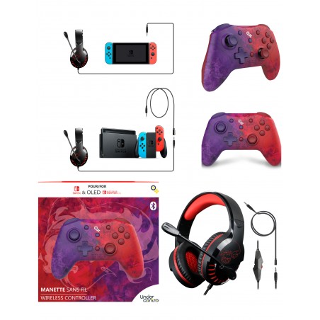 Manette Switch Bluetooth Color stain Nintendo + casque
