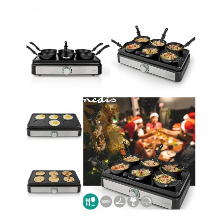 Appareil de 6 woks électriques et plaque de cuisson