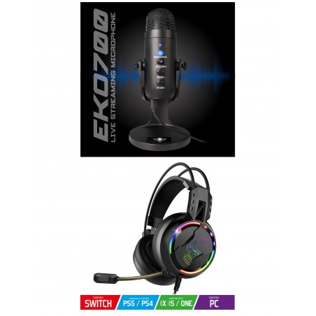 Microphone Streaming Music gaming EKO700 + casque ph7