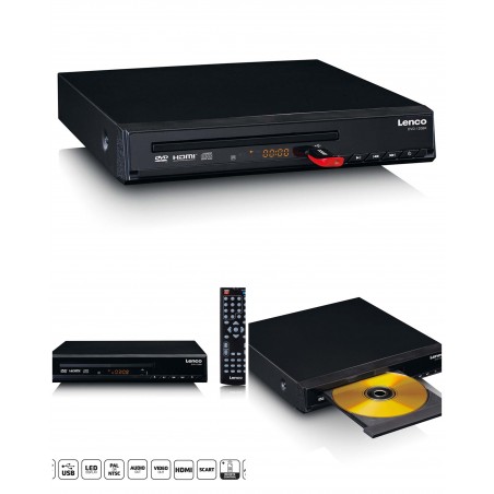 Lecteur DVD CD Full HD HDMI et port USB sortie audio RCA MP3/JPGE/MPG/MPEG4/AVI +télécommande