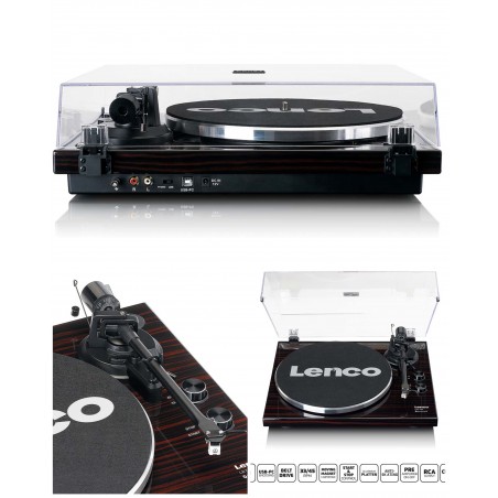 Platine DISQUE Vinyle BRUN FONCE USB Bluetooth 33 45 Tours Stéréo RCA Bluetooth lecteur/enregistreur