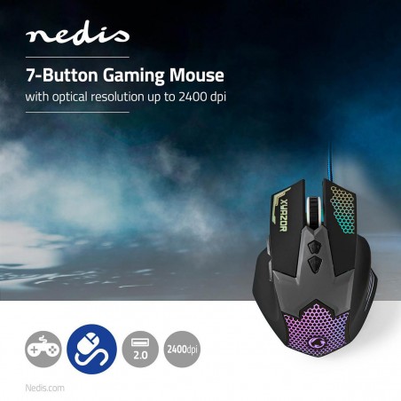Souris gamer A câble Eclairé RGB 2 400 ppp 7 boutons
