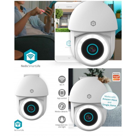 Caméra surveillance extérieure motorisé Wi-Fi 3MP Full HD 1080p Inclinaison du panoramique IP65 Accu 5 Mois microSD (non inclus)