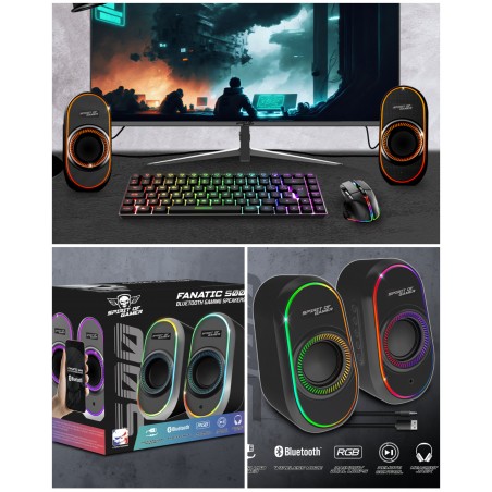 Enceintes Haut-parleurs PC Bluetooth 5.1 de jeu 2.0 LED RGB 12 W Alimentation USB et prise 3,5 mm haute qualité
