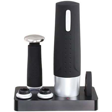 Set tire-bouchon noir Inox électrique et pompe