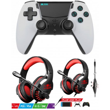 Casque PC gamer Pro-H3 PS4-PS5 + manette PS5 Bluetooth blanche 3.5 JACK PS5 PlayStation