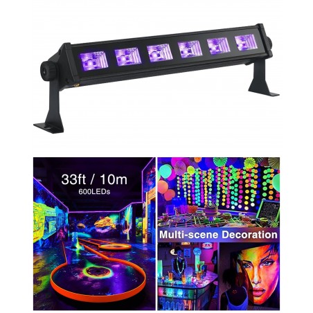 Jeux de lumière BARRES UV à 6 LED 6 × 3W lumière noire soirée dansantes fluo PA DJ LED MIX sono BAR CLUB LASER