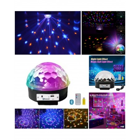Jeu de lumière Astro Ball Magic DJ Ball 6 × LED 1 W USB-Bluetooth + télécommande Boule lumineuse