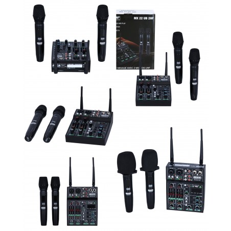 Table De Mixage 4 CANAUX USB Bluetooth + 2 Micros Main sans fil UHF