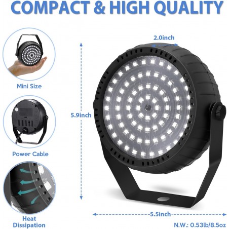 Mini Stroboscope PAR 54 LED BLANCHES + télécommande