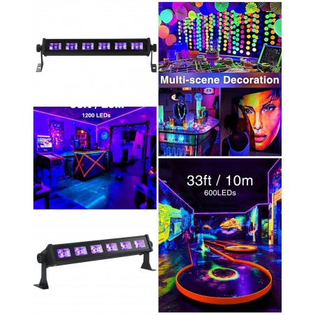 Jeux de lumière BARRES UV à 6 LED 6 × 3W lumière noire soirée dansantes fluo PA DJ LED