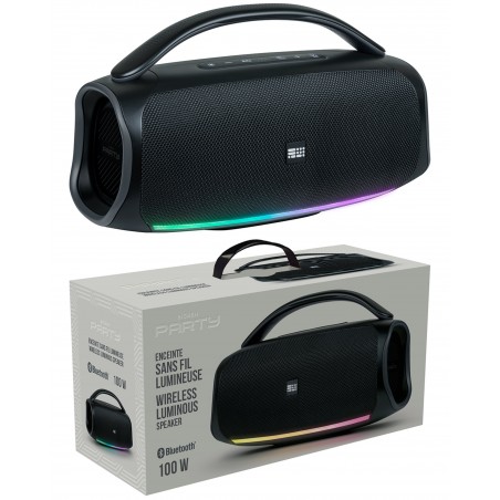 Enceinte Bluetooth sans fil karaoké Effets LED RGB 100 W TWS USB micro SD Mega Bass party